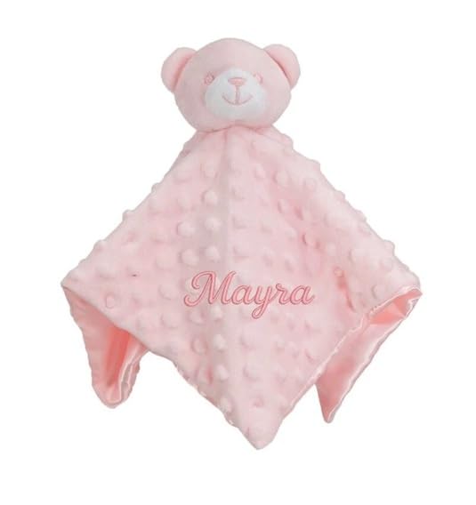 Personalised Newborn Baby Boys Girls Toy Comforter Blankets Elephant, Bunny, Giraffe, Zebra Teddy Embroidered Name | Gift Toy Comforter (Pink Dimple Bear)