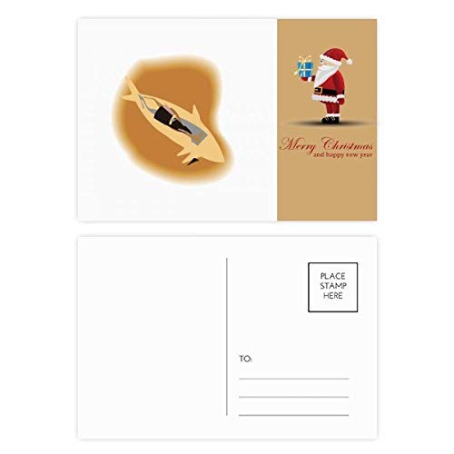 Cartes postales poisson abstrait Père Noël lot de 20 pour cadeaux