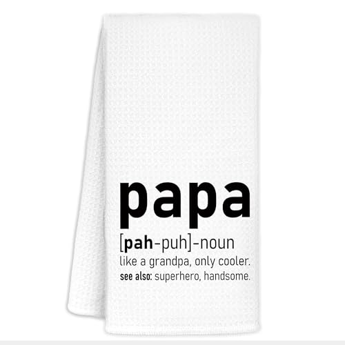 CIOJUNE Papa Gifts Kitchen Towels, Papa Gifts for Father's Day Birthday Dish Tea Towels, Grandpa Grandfather Hand Towels for Kitchen Bathroom Decor, 16x24 Inch