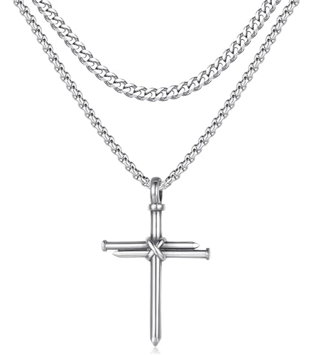 Collier croix homme acier inoxydable MUERDOU idée cadeau anniversaire fête