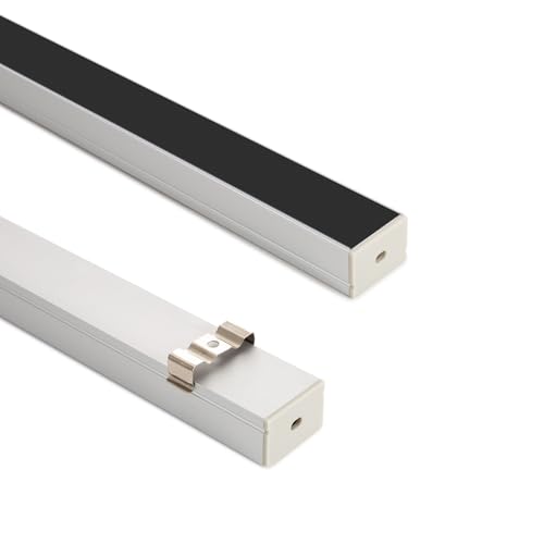 LEDKIA LIGHTING Perfil Aluminio Superficie para Tira LED hasta 22 mm con Tapa Continua Aluminio 6 m Negro traslúcido