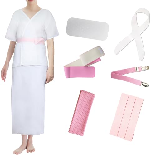 [TOuWA] 着物 着付けセット 夏用 和装小物10点セット 浴衣用 通年用 (肌襦袢/裾除け/帯板/着付けベルト/腰紐3本/マジックベルト/伊達締め/衿芯) レディース 結婚式 花嫁 パーティ お茶会 七夕 夏祭り 花火大会 母の日ギフト （サイズF）
