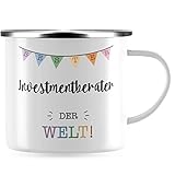 JUNIWORDS Emaille-Tasse, Bester Investmentberater der Welt, Silberner Tassenrand (5704614)