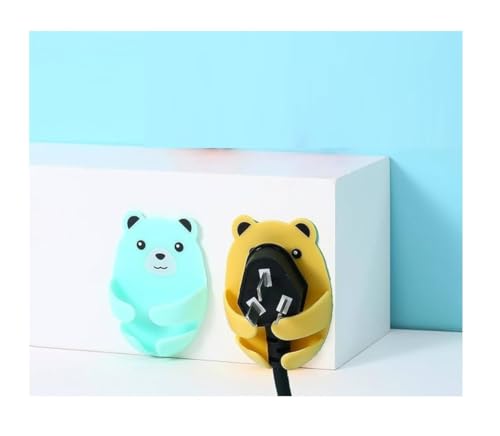 Image of 4 Pack Cute Bears wall Hooks Adhesive Cartoon Bear Plug Wire Holder Cable Organizer Strong Hanging Hooks Kitchen Gadgets Multipurpose Storage Hooks for Home and Office