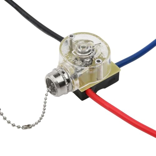 Ceiling Fan Light Switch Zing Ear ZE-110, 3 Wire 3 Way Lamp Switch Replacement, 30cm Pull Chains for Ceiling Fans And Lights-Nickel