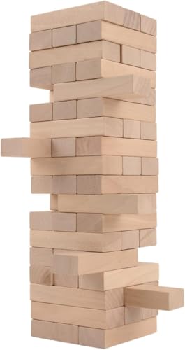 Image of PLUSPOINT Tumble Tower Game for All Age Group, 51 Wood Blocks, Stacking Game for Adults, Large Size, Tumbling Fun Games for Kids, Adults & Family, Wooden Tumble Tower