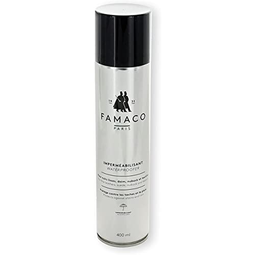 Famaco - Imperméabilisant - Protection Contre l'Eau - Pluie - Tâches - Pour Cuirs - Daims - Nubucks et Matières Textiles - Idéal Chaussures - Bottes et Baskets Sneakers - Spray - 400ml