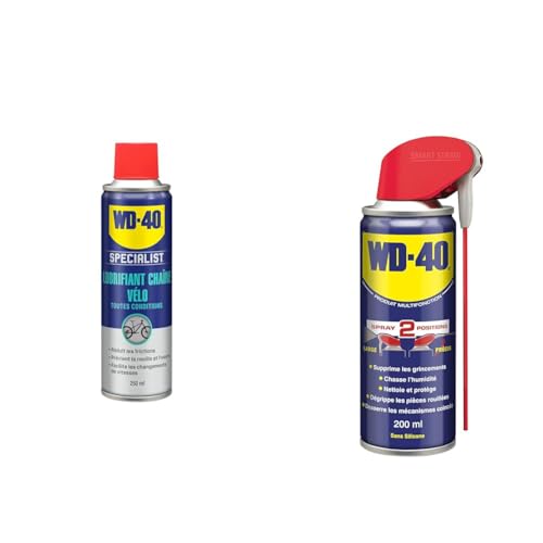 WD-40 SPECIALIST • Lubrifiant Chaîne Vélo Toutes Conditions • Aérosol • Formule au PTFE & Produit Multifonction Spray Double Position Sans Silicone Non Conducteur Compatible Plastiques