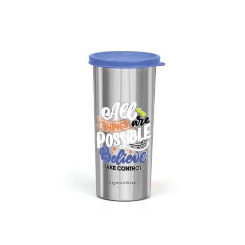 Image of SignoraWare Jumbo Stainless Steel Tumbler | Airtight & Leakproof | Durable & Eco-Friendly | Ideal for Office, Gym, Travel & Daily Use | Great for Outdoor Activities (500ml | Blue)