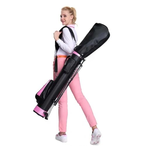 Bolso compacto del soporte del golf de la PU para 9 palos, estuche de transporte ligero portátil con la base estable, almacenamiento de fácil acceso para hombres y mujeres, compañero de viaje ideal pa