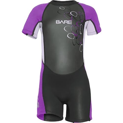 BARE Manta Kid's Wetsuit, Shorty, 2mm: Provides Warmth, Durable, Comfortable fit - Purple 10