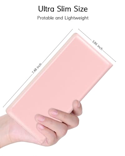 Image of Nipichsha Womens Wallet, RFID Slim Wallets for Women, Thin Ladies Credit Card Holder Purse, Cute Leather Bifold Clutch Billfold with 11 Card Slots & ID Window, Pink