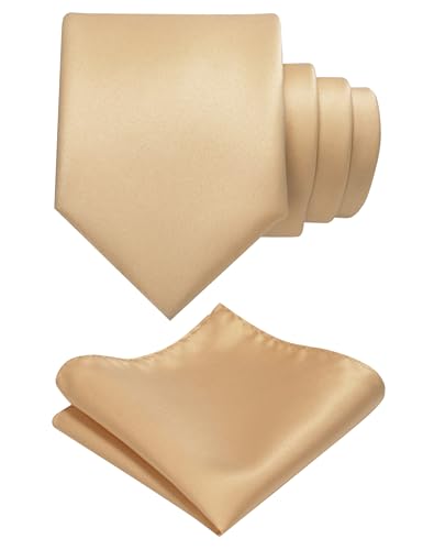 Image of RBOCOTT Solid Color Tie and Pocket Square Hankerchief with Lapel Pin Set for Men