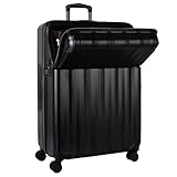 [ヒデオワカマツ] スーツケース キャリーケース ジッパー トップオープン ストッパー付き 拡張 無料預入可 多機能 フロントオープン 前開き TSAロック エストップ 92(拡張時108) L 85-76738 マットブラック