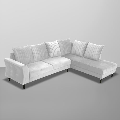 Image of Gratly RHS 4 Seater L Shape Sofa Set for Living Room (Grey Colour) Premium Fabric Sofa