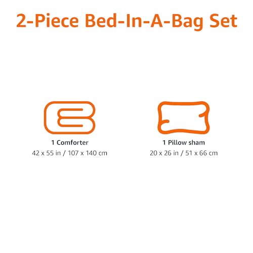 Image of Amazon Basics 2 Piece Microfiber Kid's Comforter and Pillow Sham Set, Toddler, Bright Orange, Solid