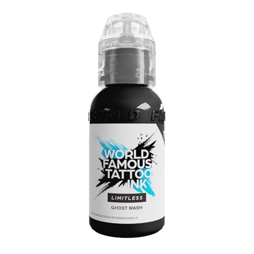 World Famous Limitless Tinta para tatuajes permanentes, vegano profesional, tinta de tatuaje permanente, lavado fantasma 1, 30 ml