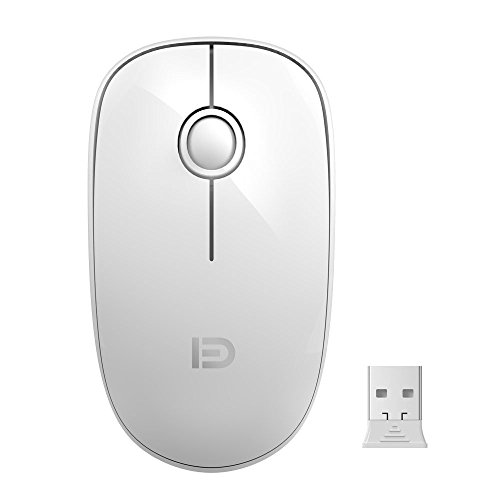 FD Wireless Mouse, V8 2.4G Ultrathin Silent Wireless Mouse with User Manual&Nano Receiver 1500 DPI Precise Control for Notebook Computer PC Laptop MacBook and Chromebook (White)