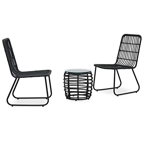 ShGaxin Set de Mesa y sillas de jardín 3 Piezas, Conjunto Mesa Y Sillas Terraza, Muebles para Jardin Y Terraza, Conjunto Muebles Exterior Terraza, ratán sintético Negro