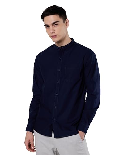 Image of Symbol Premium Men's Mandarin Collar Casual Cotton Poplin Shirt - Regular Fit |Full Sleeve | Pure Cotton (Available in Plus Sizes)