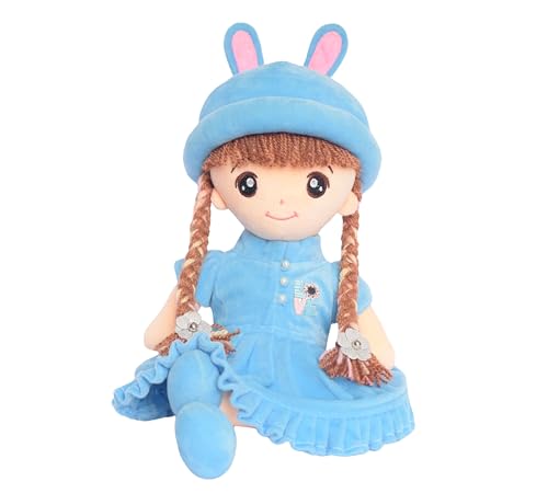 Image of EL FIGO Plush Doll, Soft Toys, Toy for Girls, Birthday Gift Girl /Boys, Doll for Kids in Sturdy Blue Dress with Woolen Hair (Doll 45 c.m)
