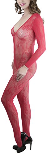 Image of ToBeInStyle Women's Long Sleeve Bodystocking Bodysuit Lingerie Regular & Plus Sizes