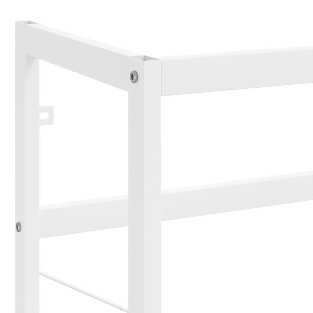 Waschtischgestell Badezimmer Weiß 59 x 38 x 83 cm, pulverbeschichtetes Eisen, Waschbeckenständer mit Wandhalterung, platzsparender Stauraum für Waschplatz und Gäste-WC