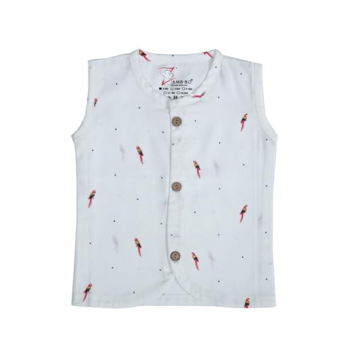 Image of 100% Cotton Printed Front Open Jabla | Green,White Jhabla | for Newborn & Infants | All Season wear Jabala Baby Products | Sleeveless Regular Fit Vest | Assorted Pack of 3| Size - 0-3 Months