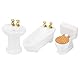 VGEBY Puppenhaus Badewanne, 1/24 Puppenhaus Miniatur Badezimmer Set Simulation Keramik Badewanne WC Waschbecken Kit(#1) Puppen & Plüschtiere