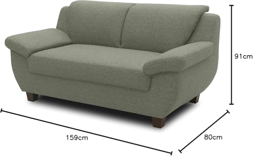 DOMO. collection Panama 2 Sitzer, Sofa, 2er Couch, Garnitur, 3-2-1, grün, 159 cm