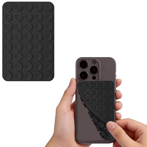 Silicone Suction Phone Case Adhesive MountHands-Free Phone Accessories Holder for Selfies and Videos - 3.9″ x 2.5″(Black)