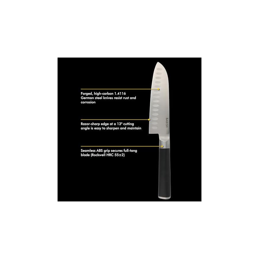 Babish-High-Carbon-14116-German-Steel-15-Piece-Full-Tang-Forged-Cutlery-Kitchen-Knife-Block-Set-Black Babish High-Carbon 1.4116 German Steel 15 Piece Full Tang Forged Cutlery Kitchen Knife Block Set - Black