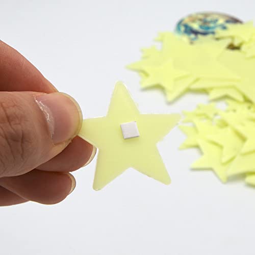 14pcs Adesivos de Parede de Planetas Brilhantes, Decalque do Sistema Solar Estrela que Brilha No Esc