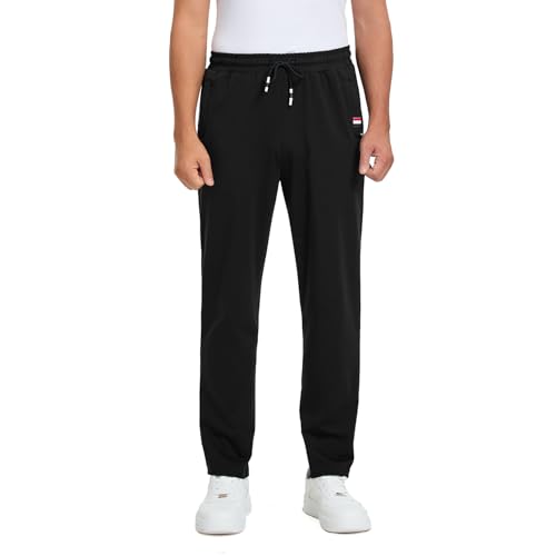 FGFD&OU Jogginghose Herren Sporthose Lang Baumwolle Freizeithose Trainingshose Männer Fitness Joggers Sport Hosen Sweatpants Laufhose Yogahose Sweathose (Schwarz, XL)