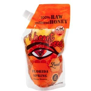 I HEART BEES - Florida Spring With Orange Blossom Honey - 16 Ounces - Raw and Unfiltered Honey, Kosher Certified