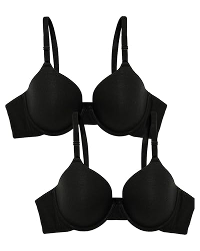 Fruit of The Loom Women's T-Shirt Bra 2 Pack Black Hue/Black Hue 38DD