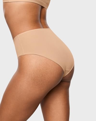 Image of INLYRIC Women's Inbarely Soft Full Briefs - Mid Waist Underwear Breathable Stretch Tagless Ladies Panties 3 Pack