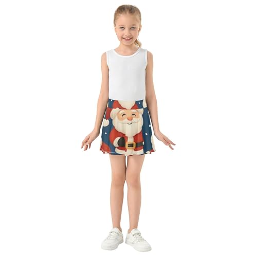 Dance Golf Girls Skorts Athletic Shorts Tennis Skirts Kids Pleated Skort Cute Santa Claus Snowflakes Blue 4t3