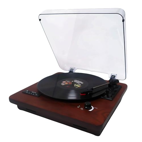 Giradischi Vintage Con Bluetooth, Radio Fm, Codifica Usb/Sd, 3 Velocità 33/45/78 Giri Con Altoparlanti Integrati, Uscita Rca, Ingresso Aux