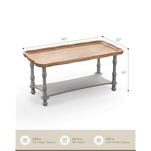 Vonlucefrenchcountrycoffeetable40farmhouserusticunfinishedwoodtraytopvintagecoffeetableforlivingroomdiningroombedroomsmallspacegray  Urban Country Home Decor Vonluce french country coffee table 40 farmhouse rustic unfinished wood tray top vintage coffee table for living room dining room bedroom small space gray  urban country home decor