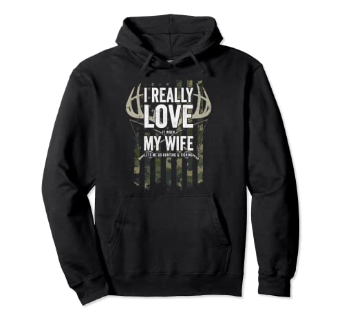 I Really Love My Wife Funny Mens Cervo Caccia & Pesca Scherzo Felpa con Cappuccio