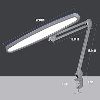 Neatfi XL 2,200 Lumens LED Desk Lamp, 23 Inches 24W, Adjustable Arm, Dimmable, Eye Caring, Nail Light for Home, Office, Study Lamp (Non-CCT with Clamp, Silver)