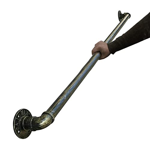 Rampe d'escalier en fer forgé antidérapante, main courante bronze avec supports pour marche - 2