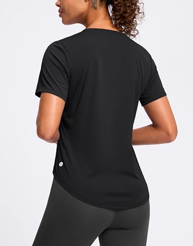 Womens Workout Tops V-Neck Short Sleeve UPF 50+ Sun Shirt Moisture Wicking Quick Dry Top for Gym, Running, Athletic2