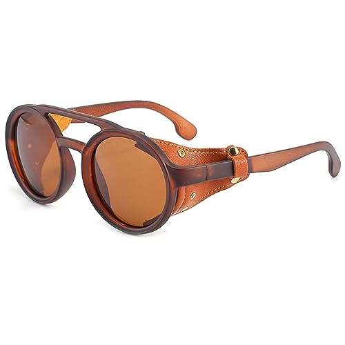 Moto Góticas Gafas de Sol Redondas Vintage Envoltura Side Shield