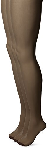 No Nonsense Women's Ultra Sheer Regular Pantyhose with Reinforced Toe , Jet Black, B,(Pack of 3)