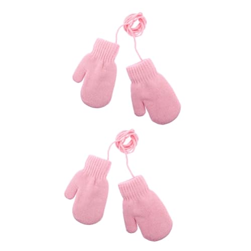 SHERCHPRY 2 Pairs Winter Warm Gloves for Kids Windproof Mitten Knitted Gloves for Boy Girl