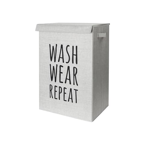 LKH Large Foldable Laundry Basket with Lid Cover