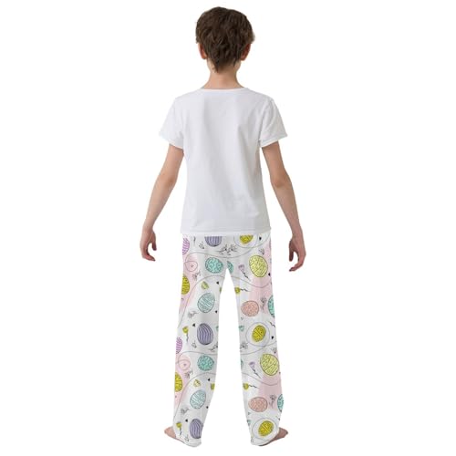 ZZXXB Egg and Flowers Boys Long Pants Soft Trousers Elastic Waist Kids Lounge Bottoms with Pockets S-XL3