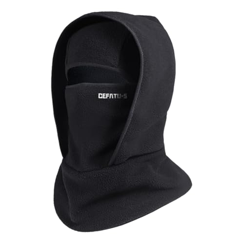 Outdoor Winter Warm Hat Neckband Integrated Cycling Mask Sports Ski Head Cover, All-in-One Protection Windproof Neck Mask (Black)